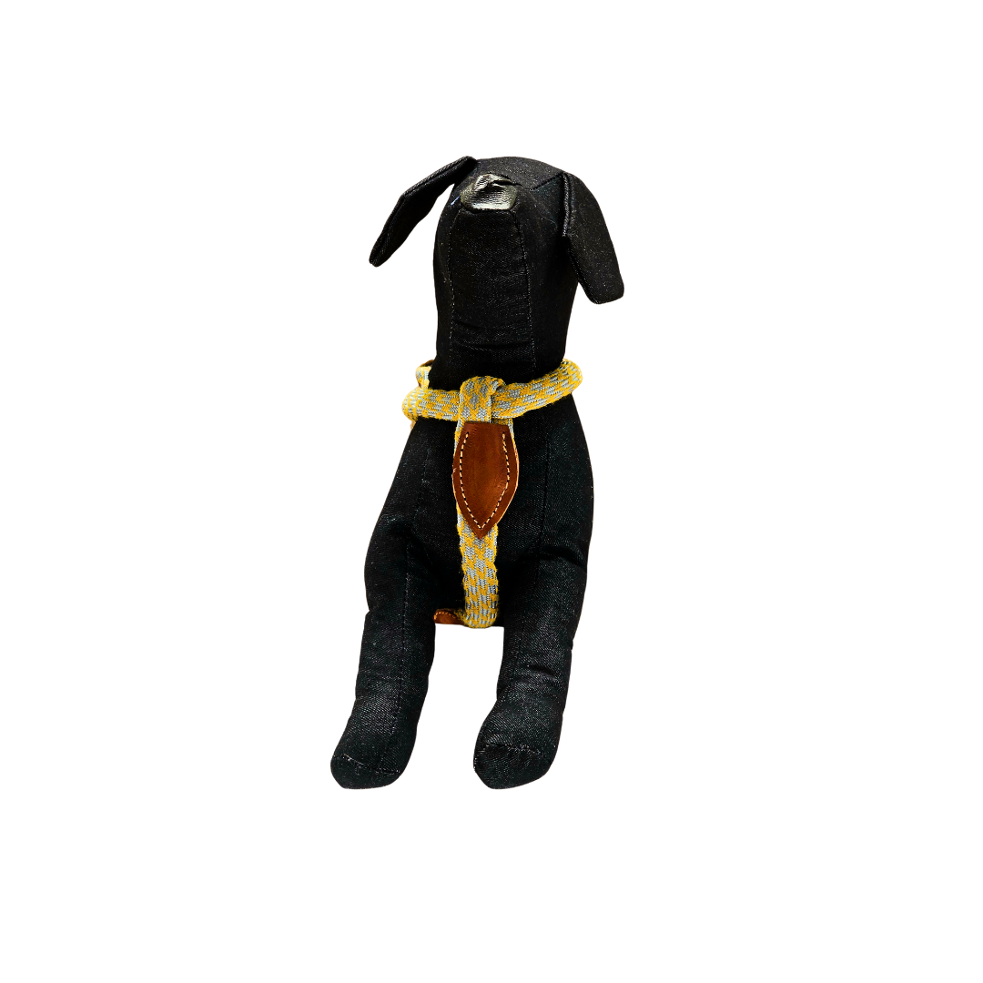 Arnés perro Cuero y cordon gris y mostaza