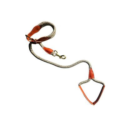 Correa  y collar de perro en cuero y cuerda en Multicolor. Flechazo