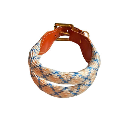 Collar de perro en cuero y cuerda en cobre. Flechazo
